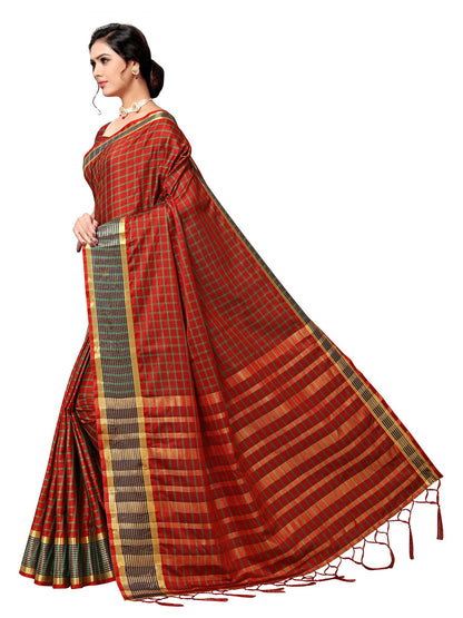 Women's Brown Art Silk Self Design Saree