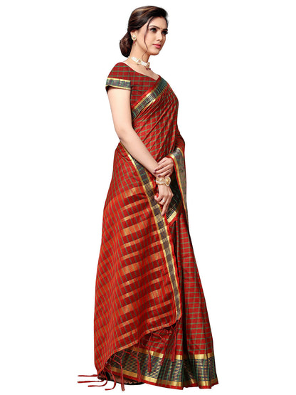 Women's Brown Art Silk Self Design Saree