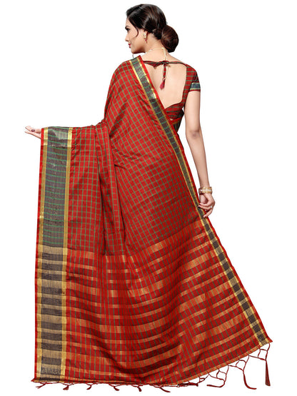 Women's Brown Art Silk Self Design Saree