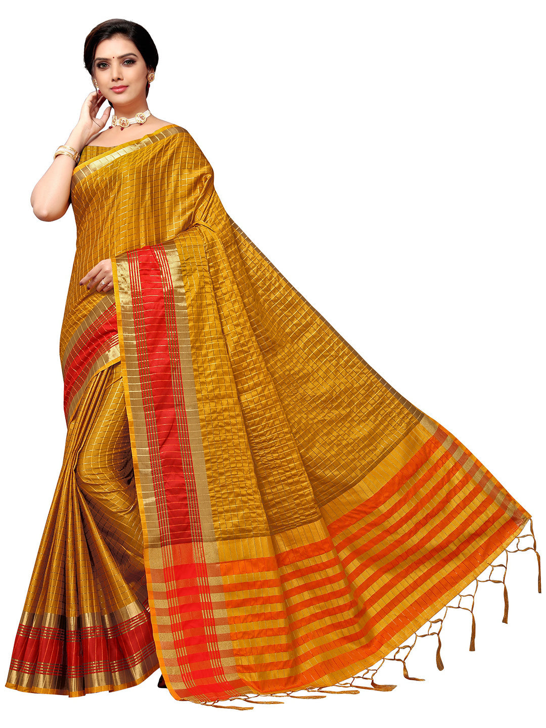 Women's Brown Art Silk Self Design Saree