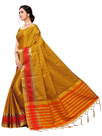 Women's Brown Art Silk Self Design Saree