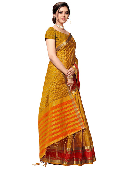 Women's Brown Art Silk Self Design Saree