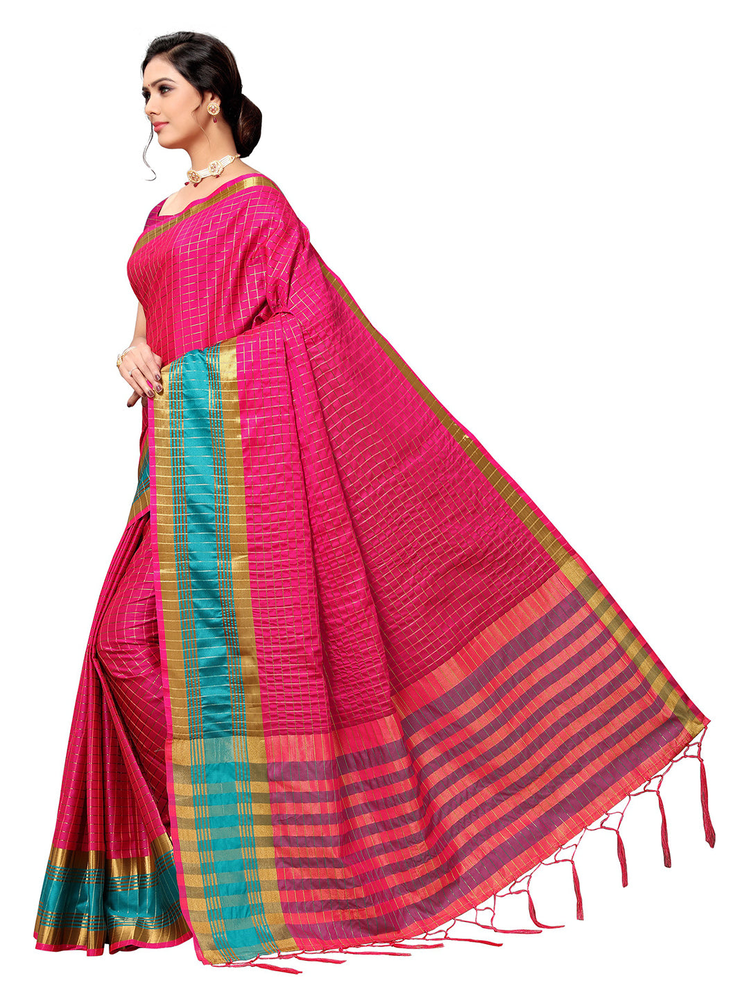 Women's Pink Art Silk Self Design Saree
