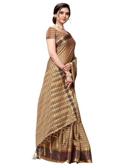 Women's Gold Art Silk Self Design Saree