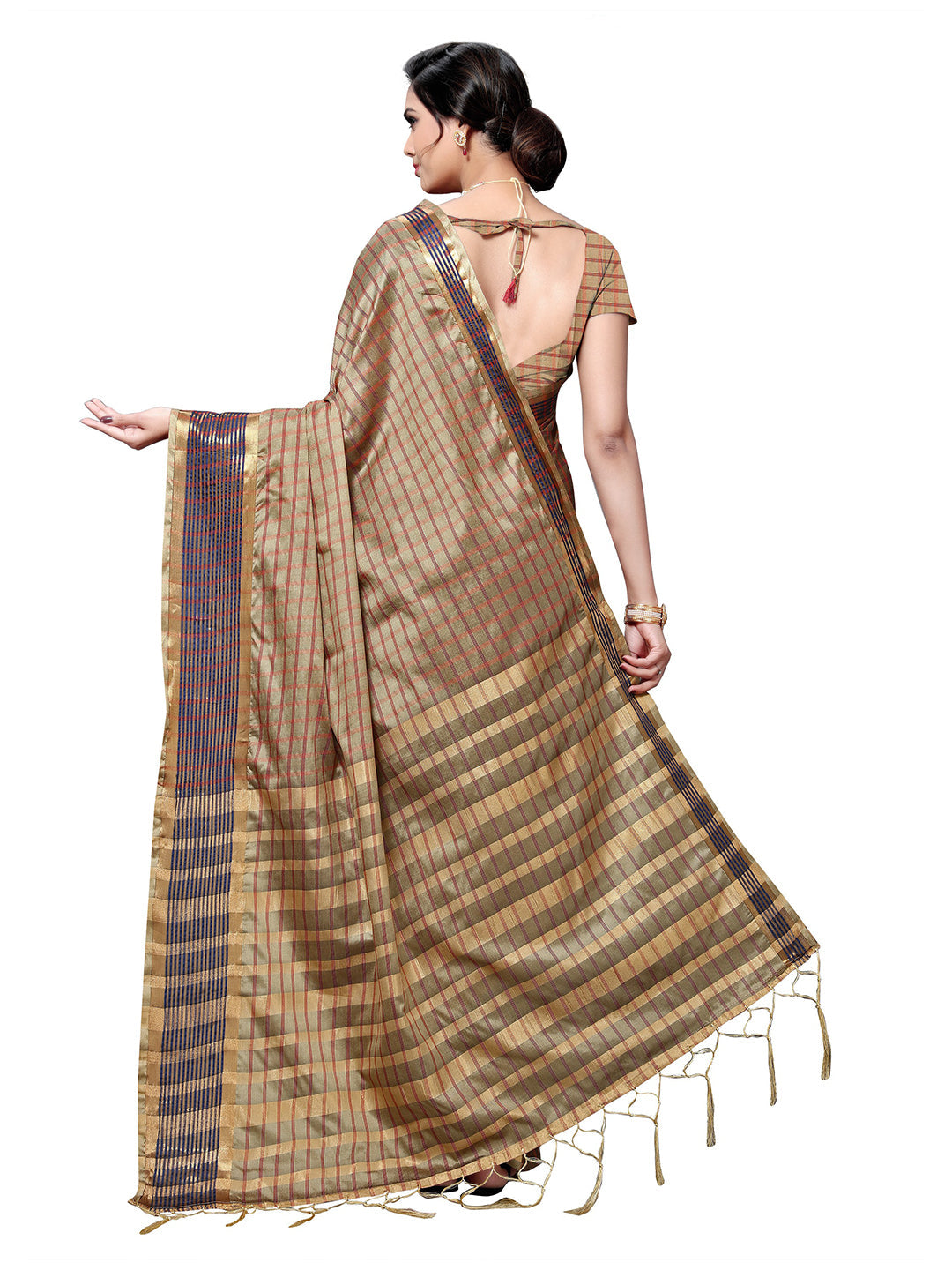 Women's Gold Art Silk Self Design Saree