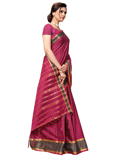 Women's Pink Art Silk Self Design Saree