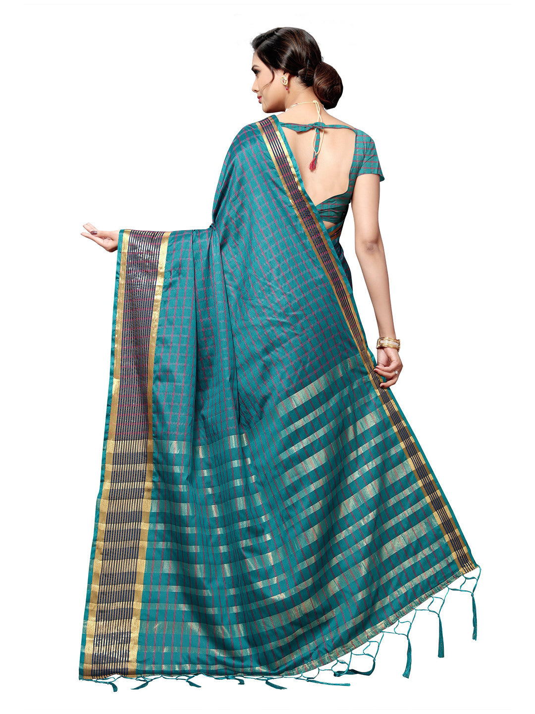 Women's Blue Art Silk Self Design Saree