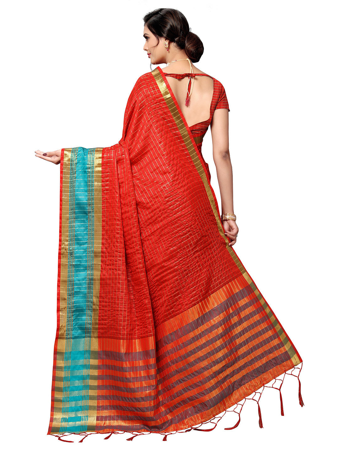 Women's Red Art Silk Self Design Saree