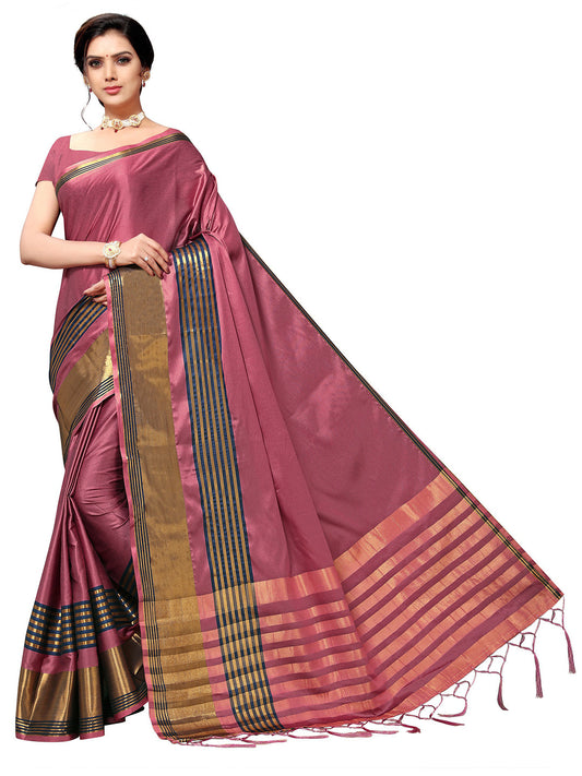 Women's Pink Art Silk Self Design Saree