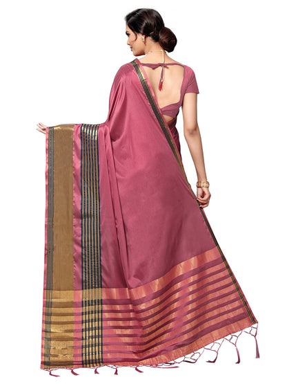 Women's Pink Art Silk Self Design Saree