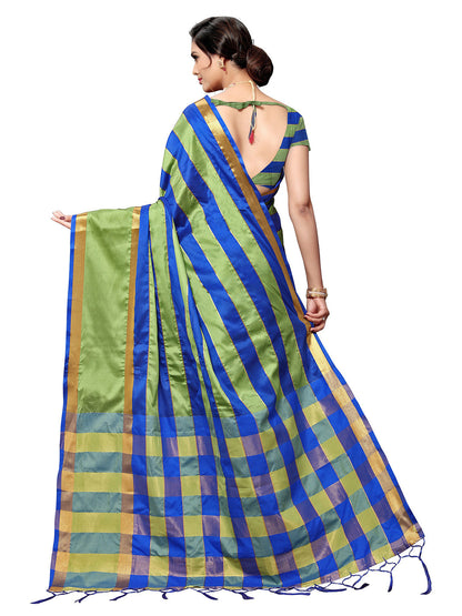Women's Blue Art Silk Self Design Saree