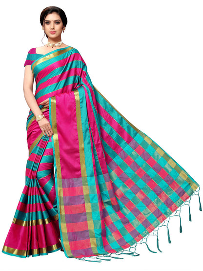Women's Light Blue Art Silk Self Design Saree
