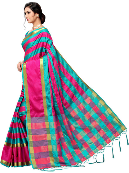 Women's Light Blue Art Silk Self Design Saree