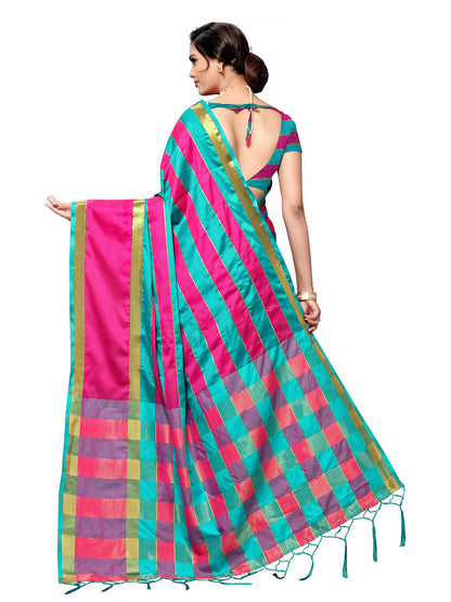 Women's Light Blue Art Silk Self Design Saree