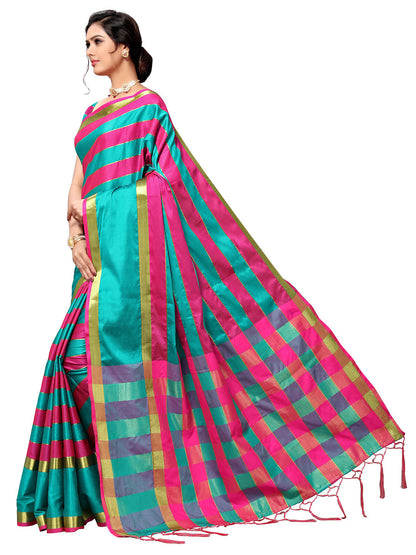 Women's Pink Art Silk Self Design Saree