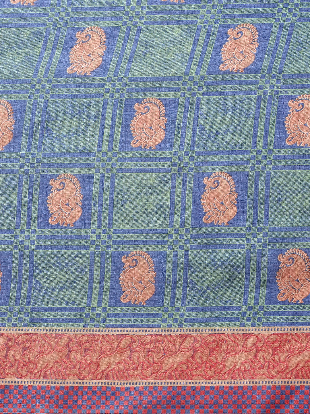 Women's Blue Art Silk Printed Saree