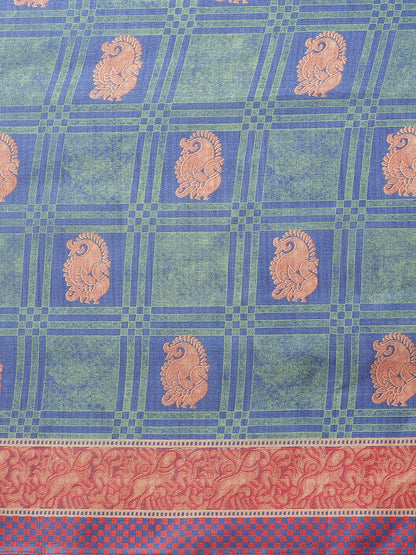 Women's Blue Art Silk Printed Saree