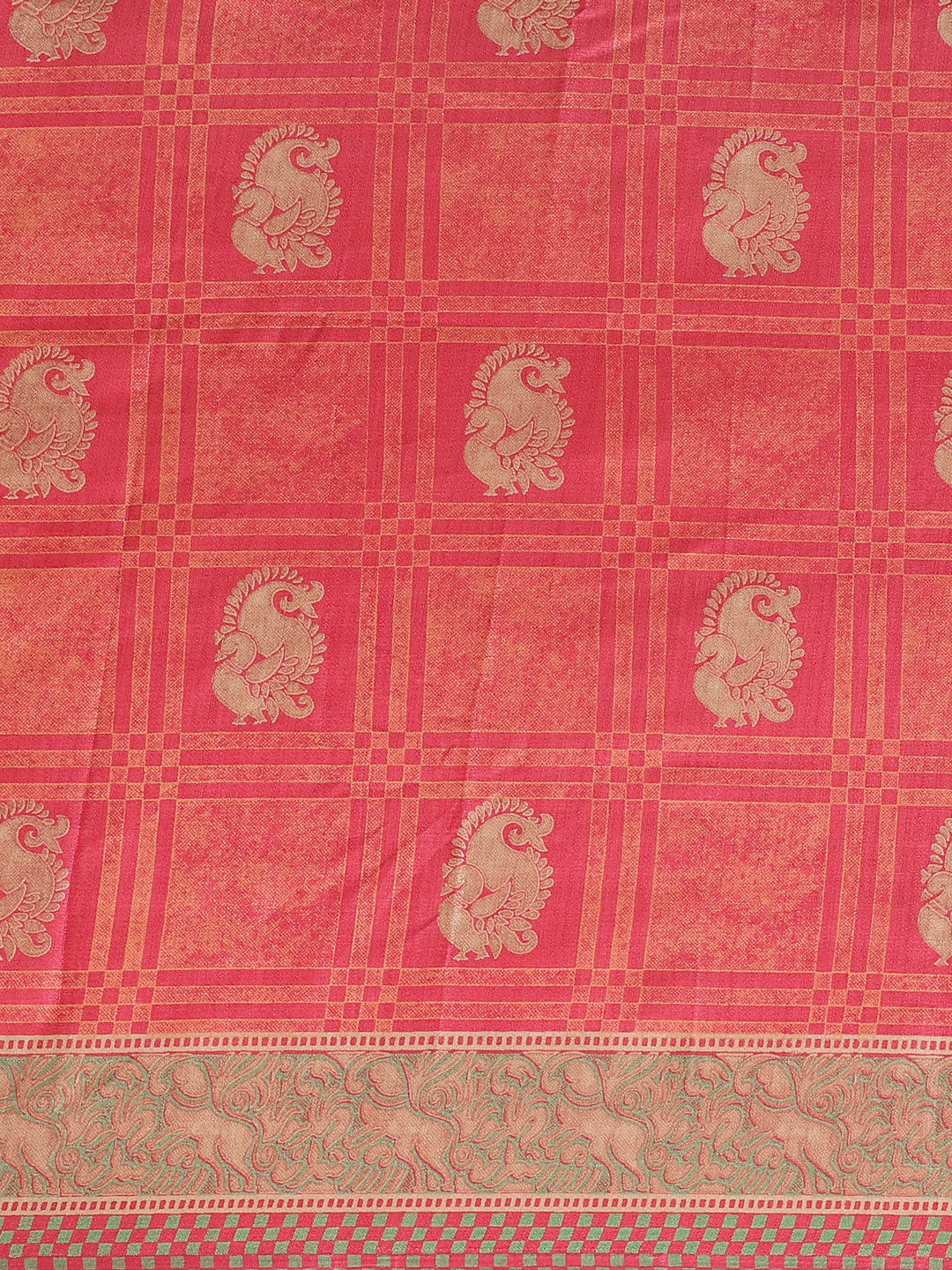 Women's Pink Art Silk Printed Saree