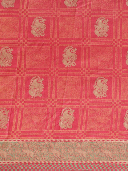 Women's Pink Art Silk Printed Saree