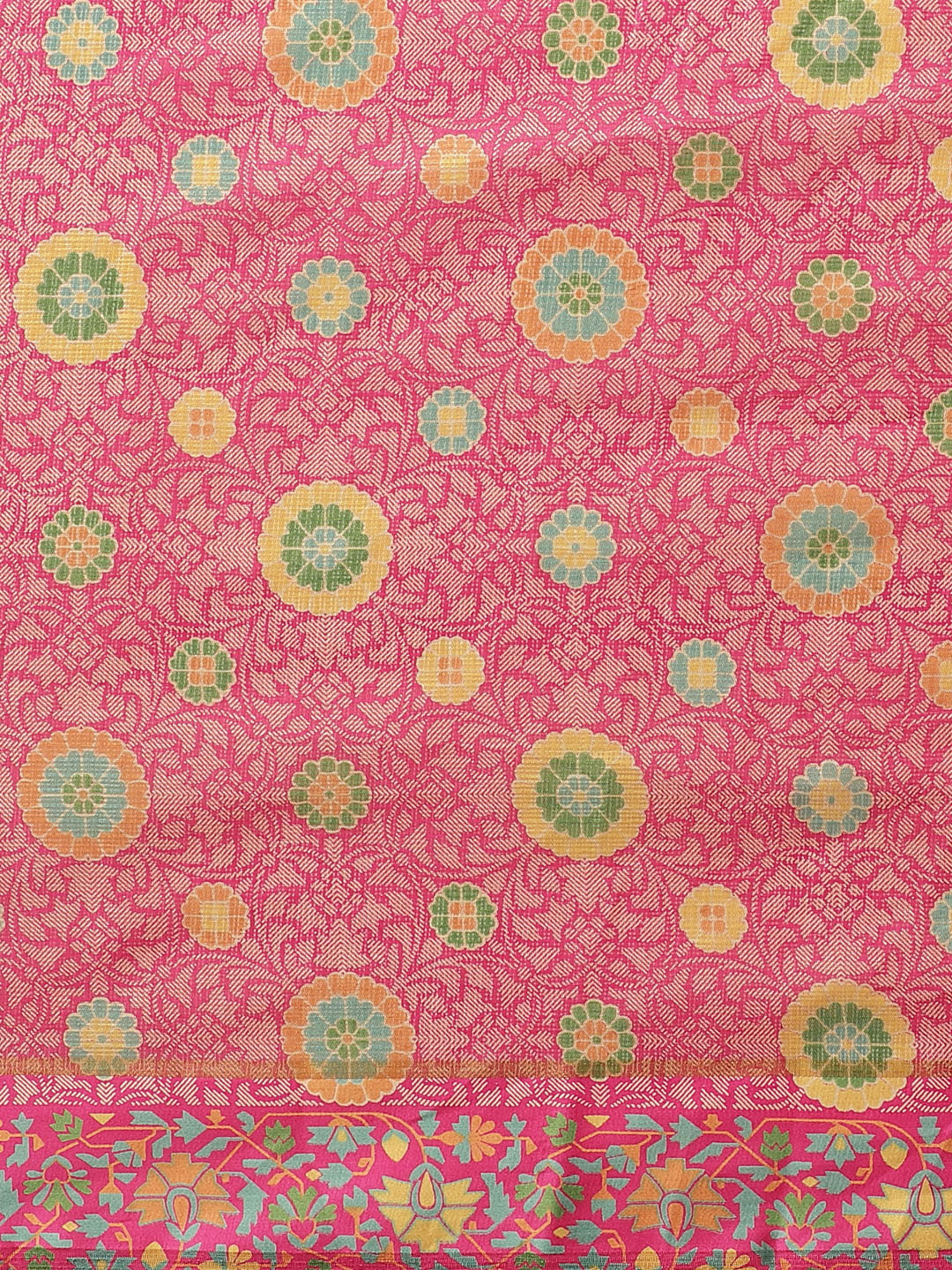 Women's Pink Cotton Blend Printed Saree