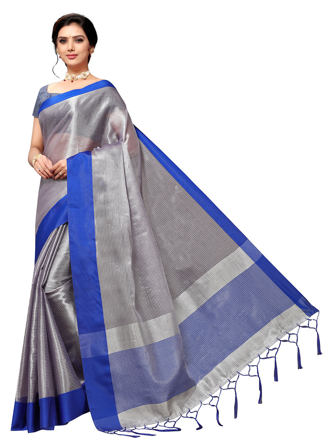 Women's Pink Cotton Blend Printed Saree