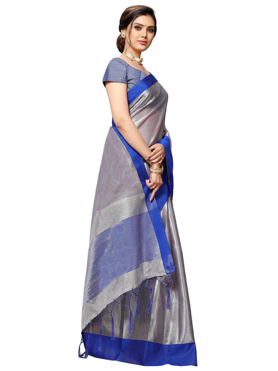 Women's Pink Cotton Blend Printed Saree