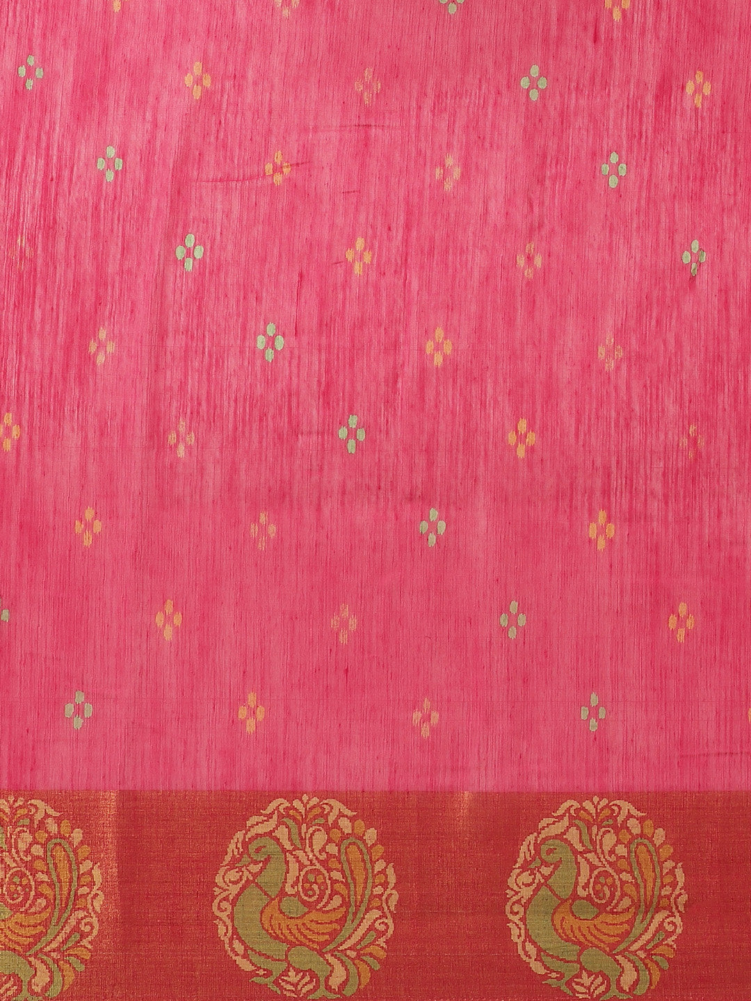 Women's Pink Cotton Blend Printed Saree