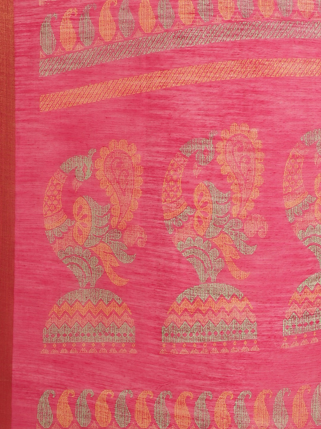 Women's Pink Cotton Blend Printed Saree