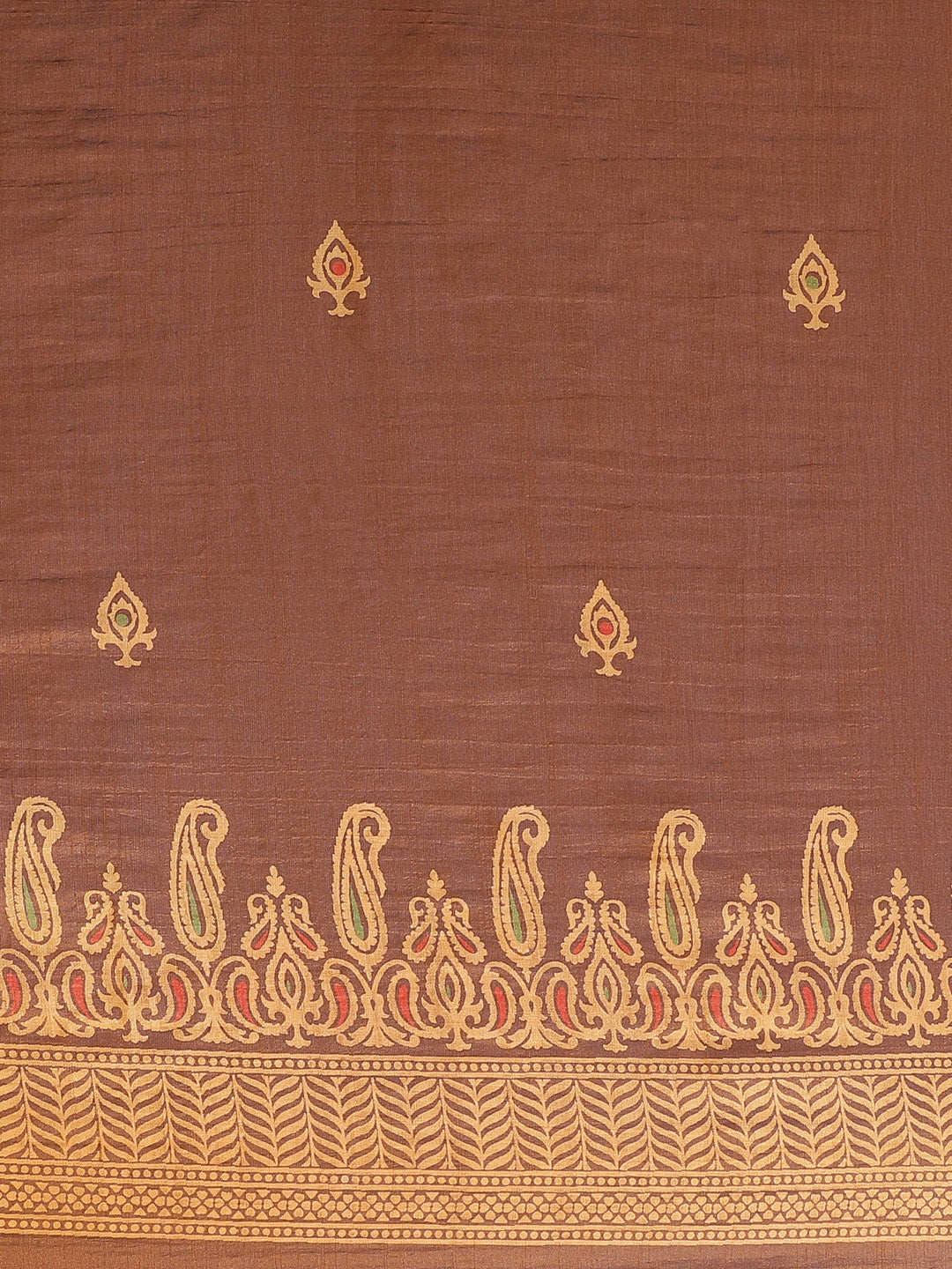Women's Brown Silk Blend Printed Saree