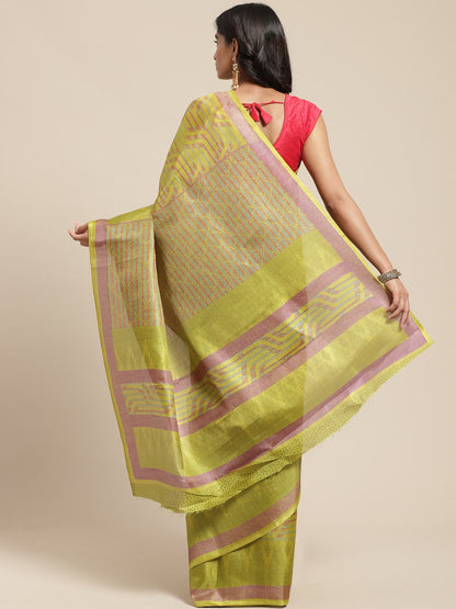 Women's Green Art Silk Self Design Saree