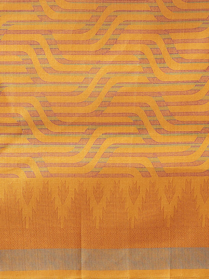 Women's Mustard Art Silk Printed Saree