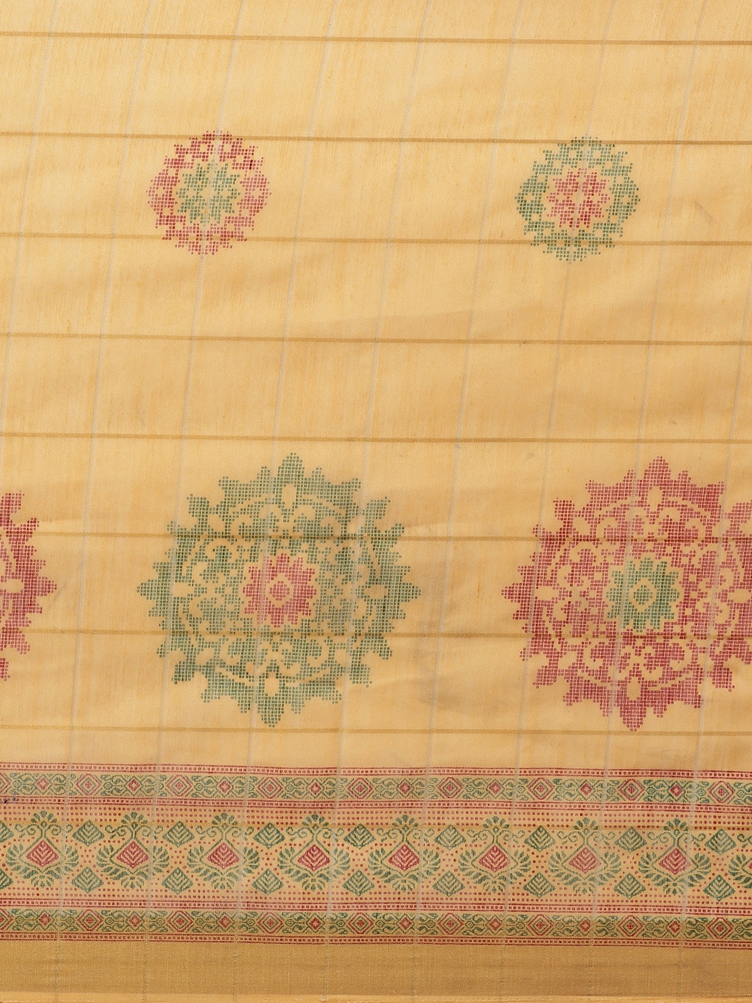 Women's Beige Cotton Blend Printed Saree