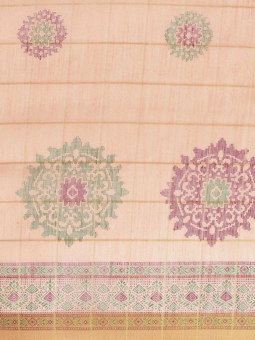 Women's Pink Cotton Blend Printed Saree