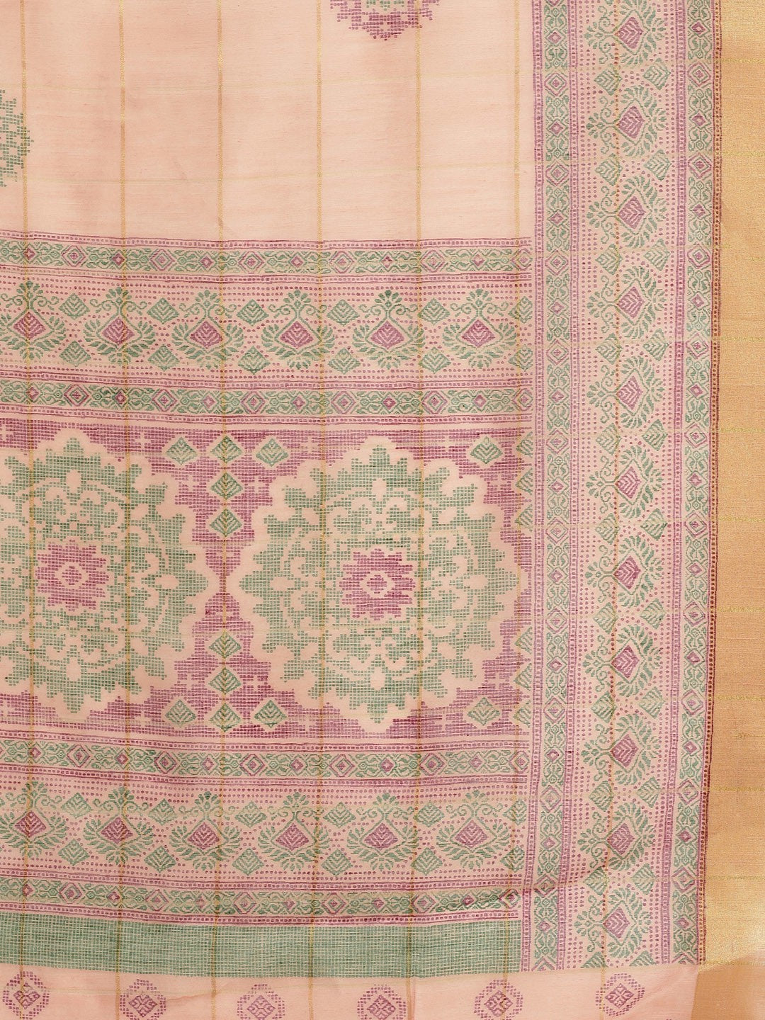 Women's Pink Cotton Blend Printed Saree