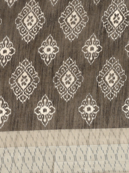 Women's Black Cotton Blend Printed Saree