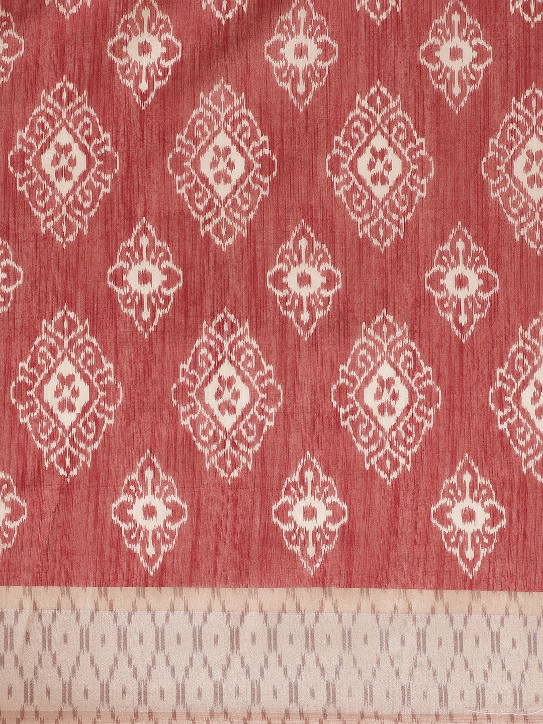 Women's Maroon Cotton Blend Printed Saree