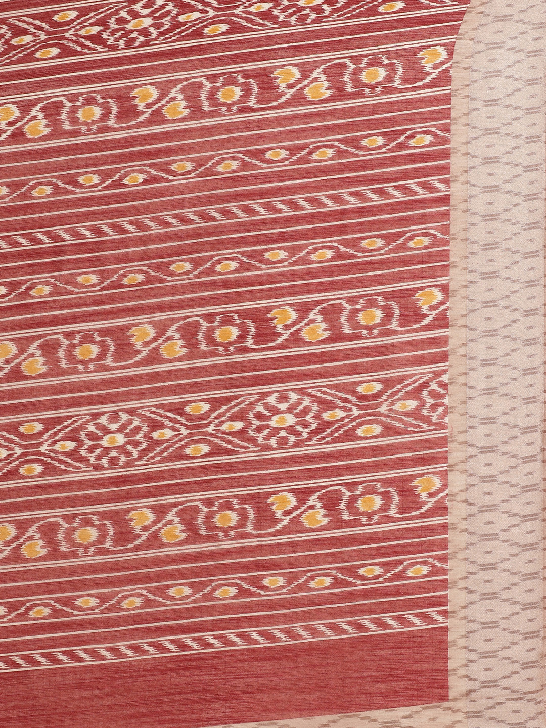 Women's Maroon Cotton Blend Printed Saree