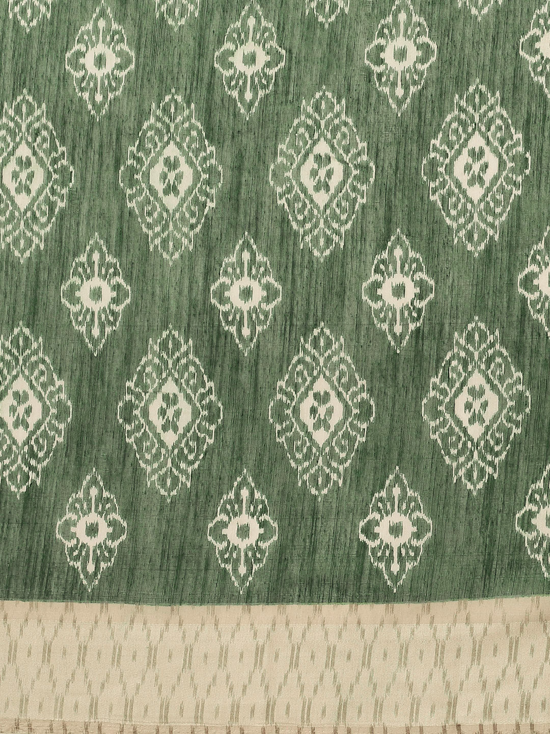 Women's Green Cotton Blend Printed Saree