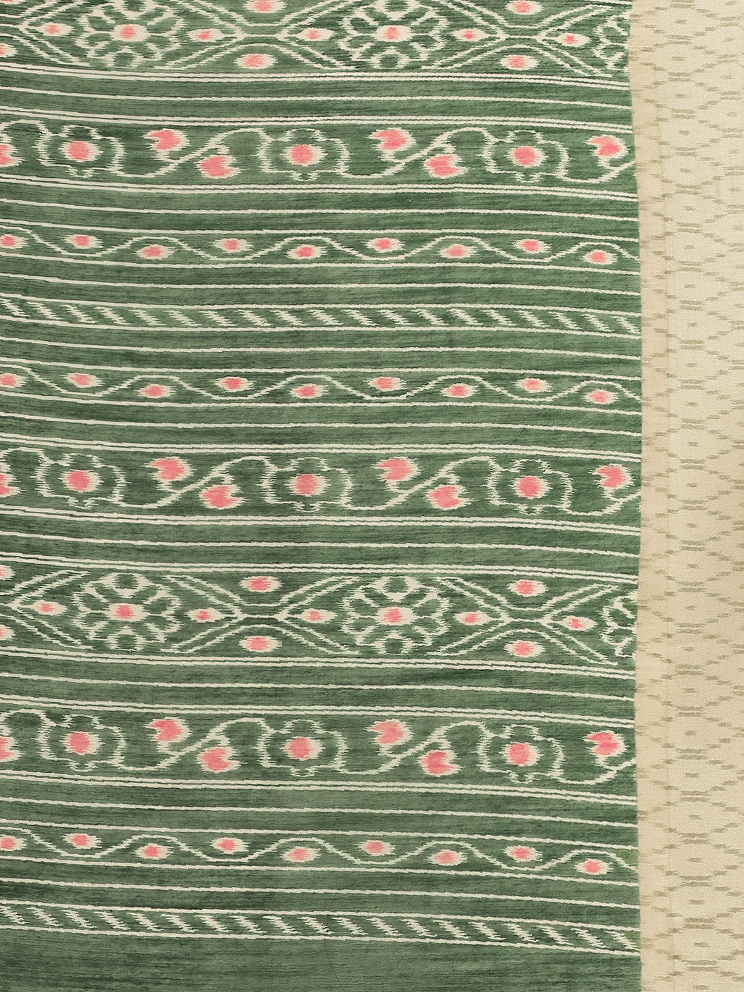 Women's Green Cotton Blend Printed Saree