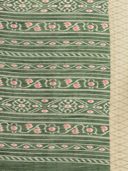 Women's Green Cotton Blend Printed Saree
