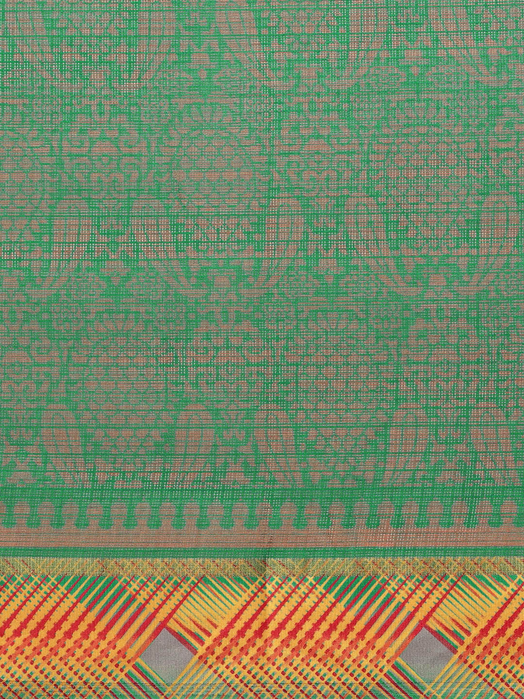 Women's Green Cotton Blend Printed Saree