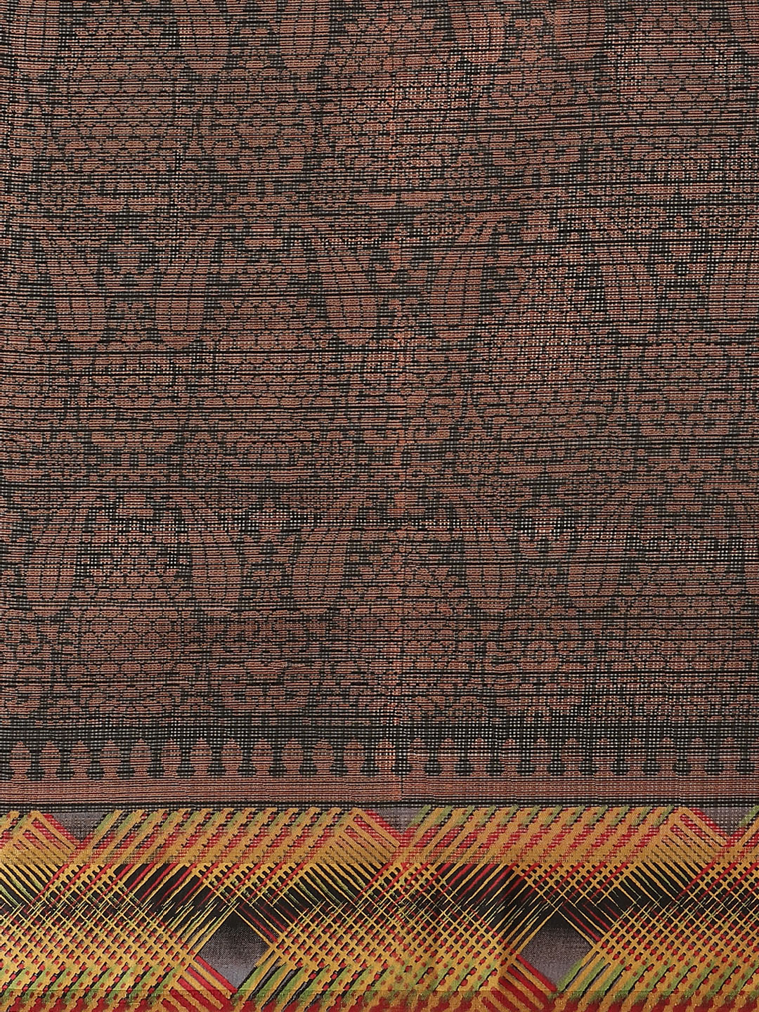 Women's Black Cotton Blend Printed Saree