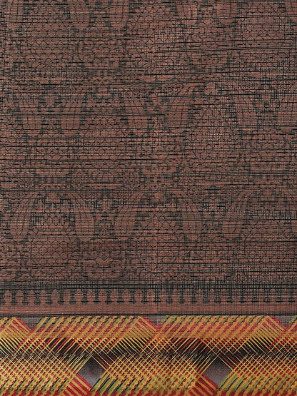 Women's Black Cotton Blend Printed Saree