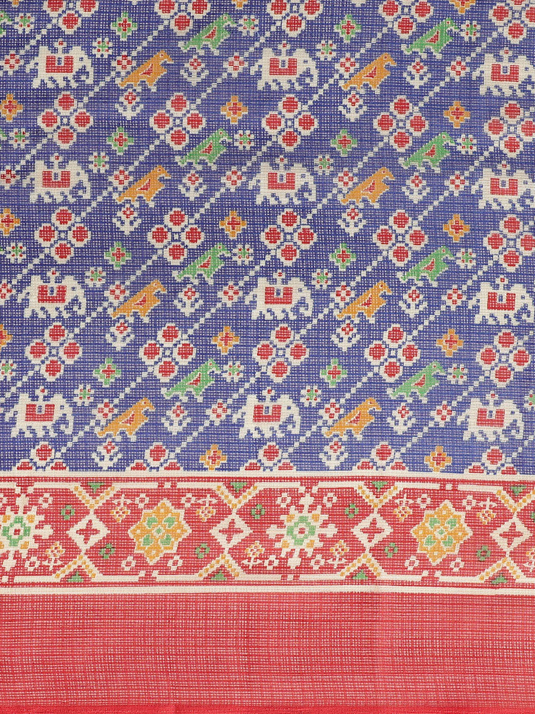 Women's Red Cotton Blend Printed Saree