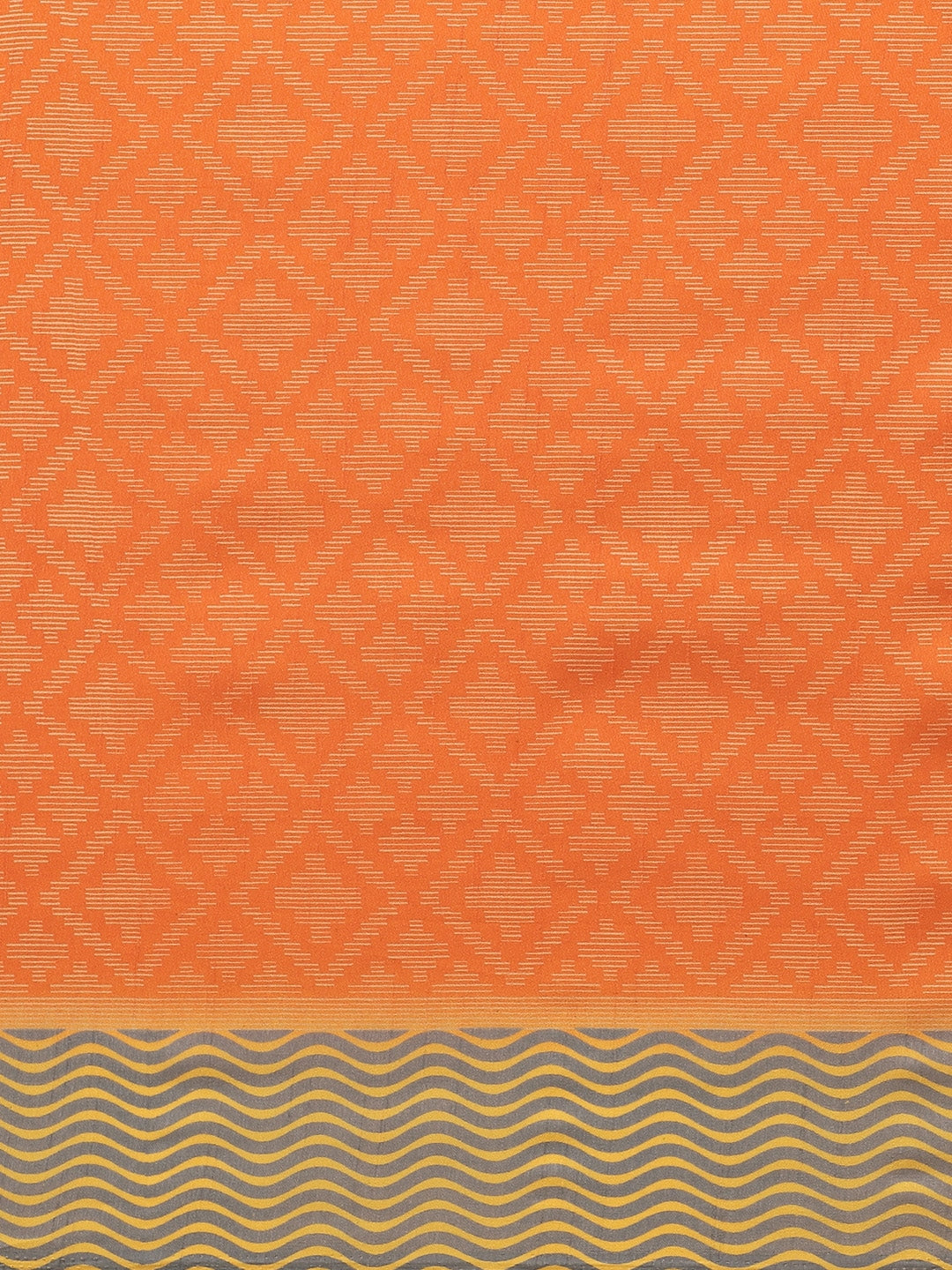 Women's Orange Cotton Blend Printed Saree