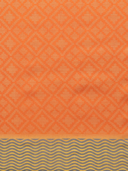 Women's Orange Cotton Blend Printed Saree