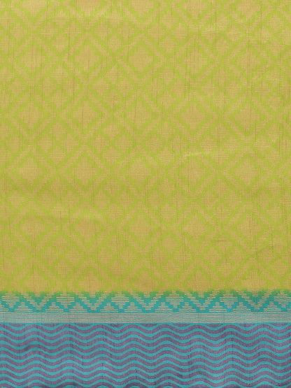 Women's Green Cotton Blend Printed Saree