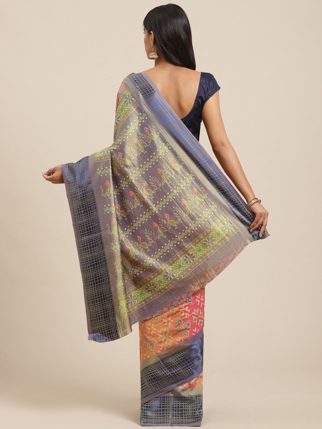 Women's Multicolor Cotton Silk Printed Saree