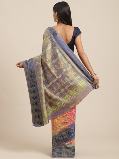Women's Multicolor Cotton Silk Printed Saree
