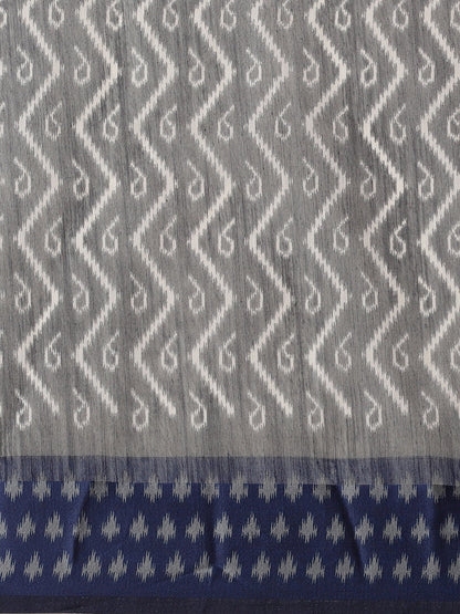 Women's Grey Cotton Silk Printed Saree